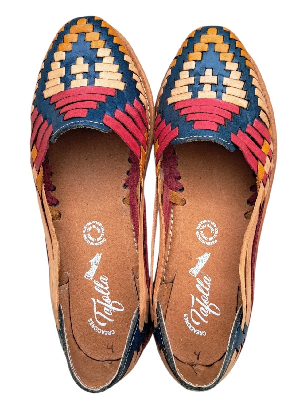 NWOB Mexican Leather huarache Moccasins multicolor Tan size 7 - Picture 3 of 12